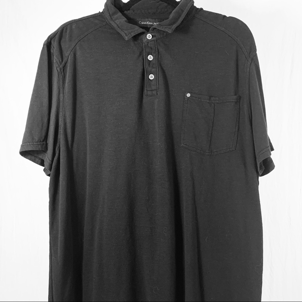 Calvin Klein Men’s Polo Tee Shirt Button Black